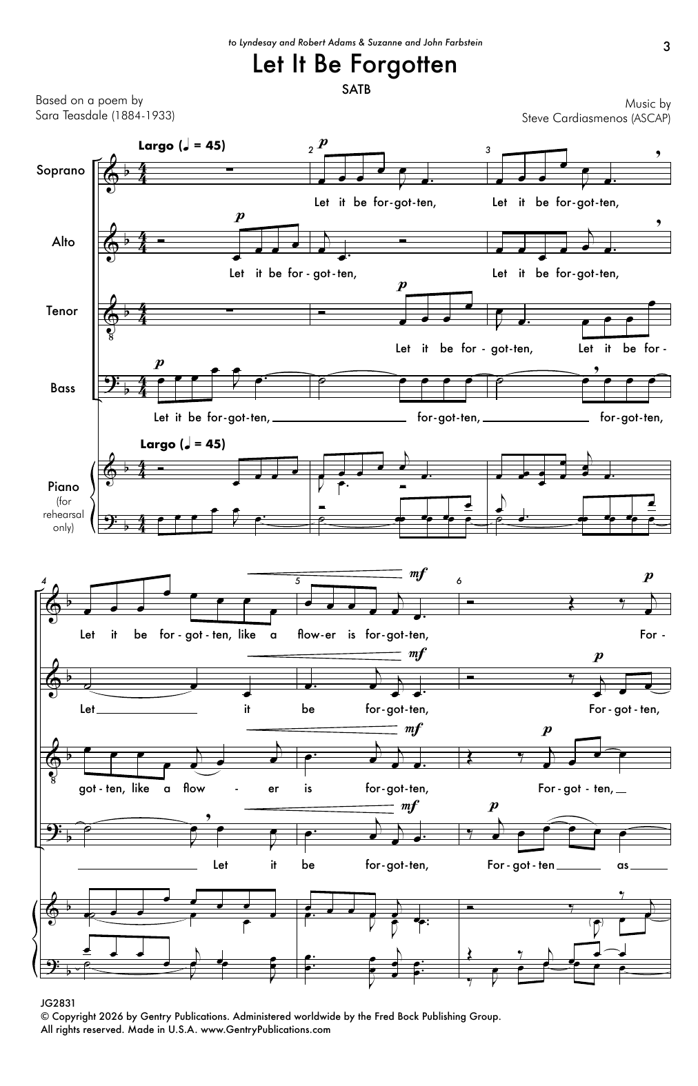 Steve Cardiasmenos Let It Be Forgotten Sheet Music Notes & Chords for SATB Choir - Download or Print PDF