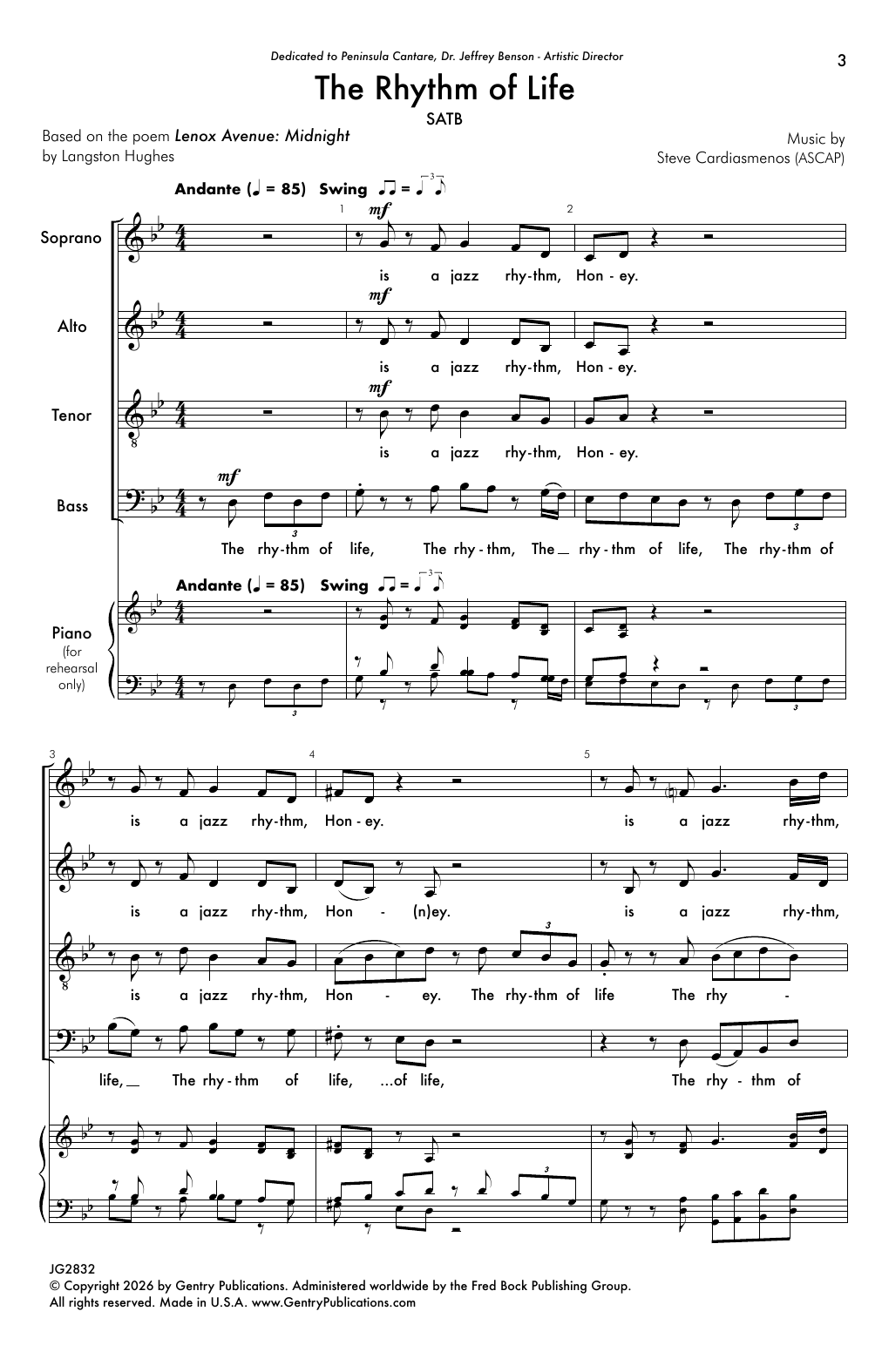 Steve Cardiasmenos The Rhythm Of Life Sheet Music Notes & Chords for SATB Choir - Download or Print PDF