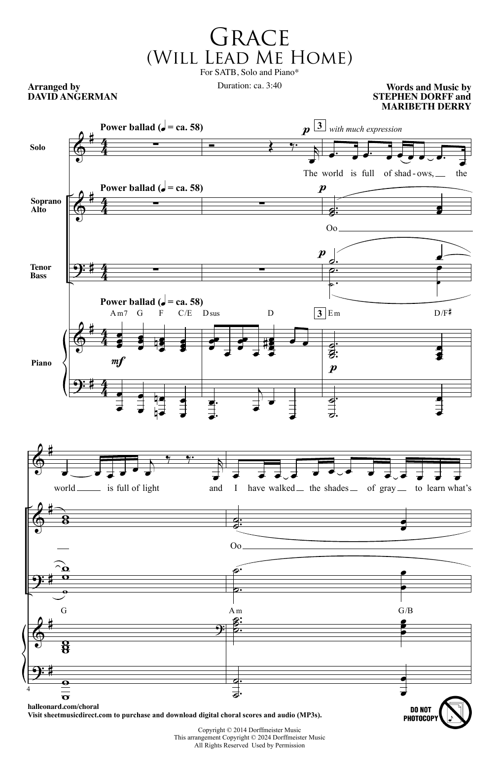 Steve Dorff and Maribeth Derry Grace (Will Lead Me Home) (arr. David Angerman) Sheet Music Notes & Chords for SATB Choir - Download or Print PDF