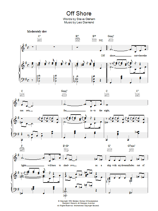 Steve Graham Off Shore Sheet Music Notes & Chords for Piano, Vocal & Guitar (Right-Hand Melody) - Download or Print PDF