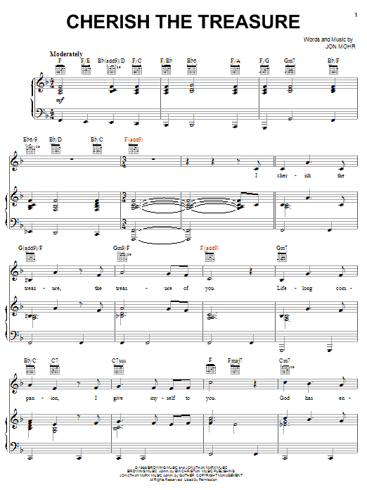 Steve Green Cherish The Treasure Sheet Music Notes & Chords for Piano - Download or Print PDF