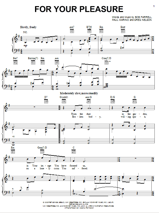 Steve Green For Your Pleasure Sheet Music Notes & Chords for Piano, Vocal & Guitar (Right-Hand Melody) - Download or Print PDF Steve Green For Your Pleasure Sheet Music Notes & Chords for Piano, Vocal & Guitar (Right-Hand Melody) - Download or Print PDF