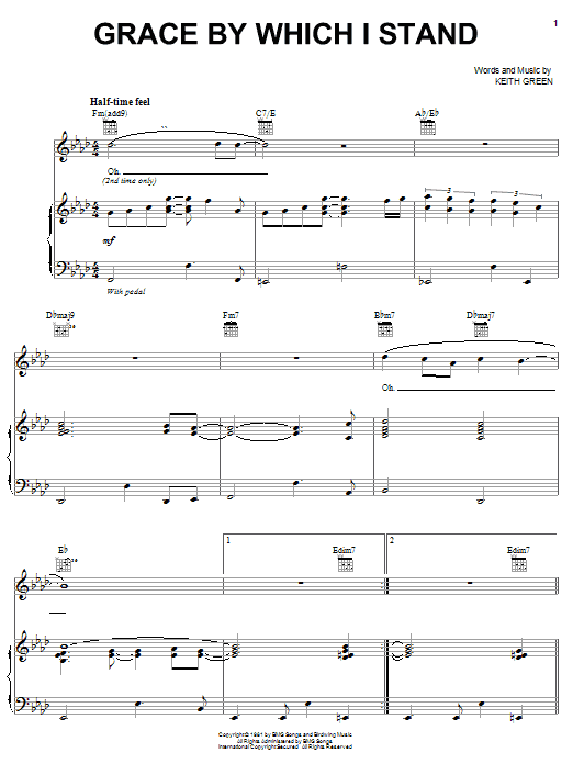 Steve Green Grace By Which I Stand Sheet Music Notes & Chords for Piano, Vocal & Guitar (Right-Hand Melody) - Download or Print PDF