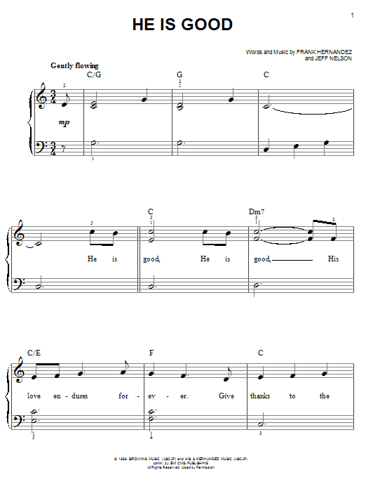 Steve Green He Is Good Sheet Music Notes & Chords for Piano (Big Notes) - Download or Print PDF