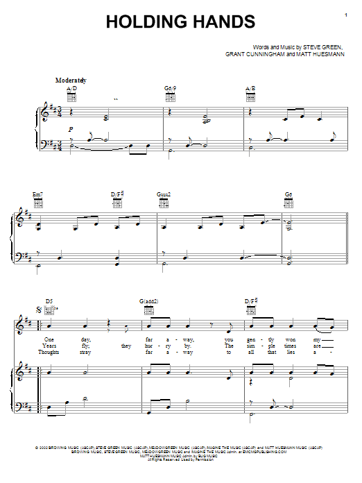 Steve Green Holding Hands Sheet Music Notes & Chords for Piano, Vocal & Guitar (Right-Hand Melody) - Download or Print PDF Steve Green Holding Hands Sheet Music Notes & Chords for Piano, Vocal & Guitar (Right-Hand Melody) - Download or Print PDF