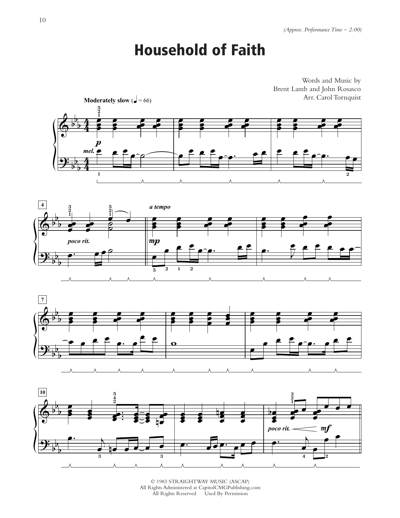 Steve Green Household Of Faith (arr. Carol Tornquist) Sheet Music Notes & Chords for Piano Solo - Download or Print PDF