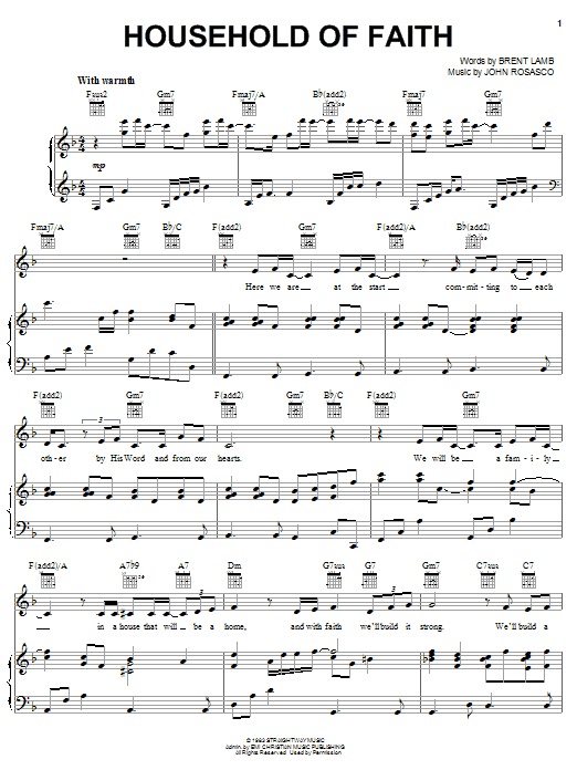 Steve Green Household Of Faith Sheet Music Notes & Chords for Piano, Vocal & Guitar (Right-Hand Melody) - Download or Print PDF Steve Green Household Of Faith Sheet Music Notes & Chords for Piano, Vocal & Guitar (Right-Hand Melody) - Download or Print PDF