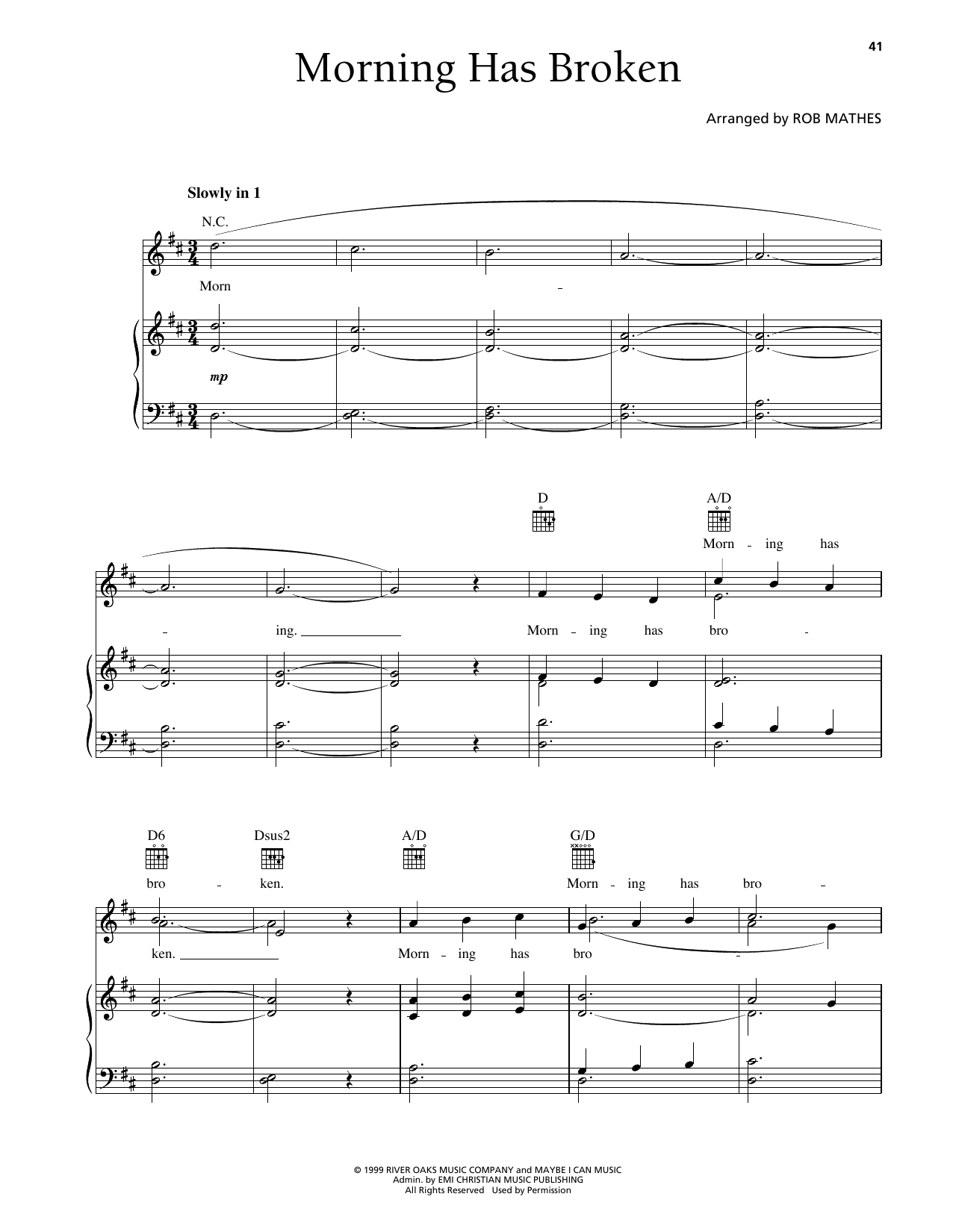 Steve Green Morning Has Broken Sheet Music Notes & Chords for Piano, Vocal & Guitar Chords (Right-Hand Melody) - Download or Print PDF