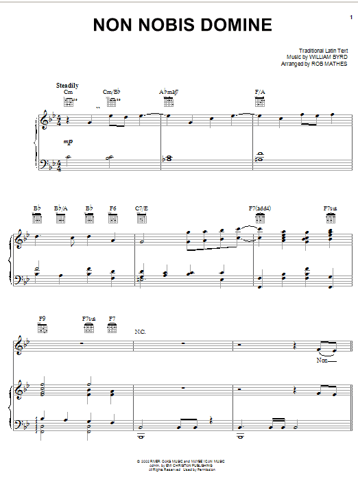 Steve Green Non Nobis Domine Sheet Music Notes & Chords for Piano, Vocal & Guitar (Right-Hand Melody) - Download or Print PDF