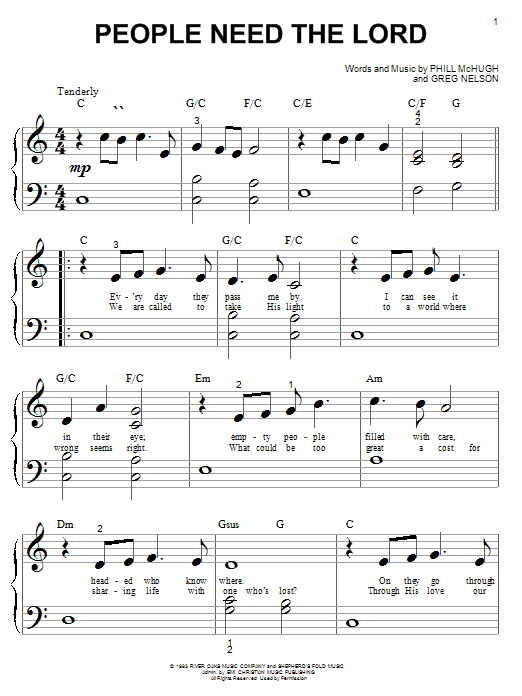 Steve Green People Need The Lord Sheet Music Notes & Chords for Melody Line, Lyrics & Chords - Download or Print PDF