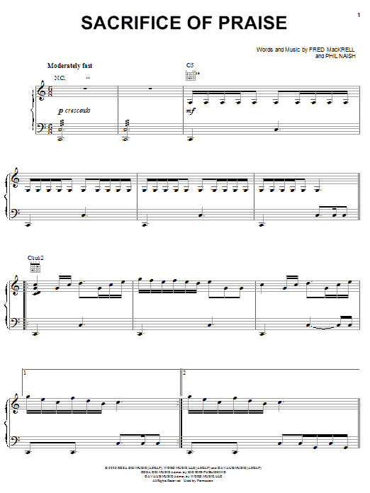 Steve Green Sacrifice Of Praise Sheet Music Notes & Chords for Piano, Vocal & Guitar (Right-Hand Melody) - Download or Print PDF