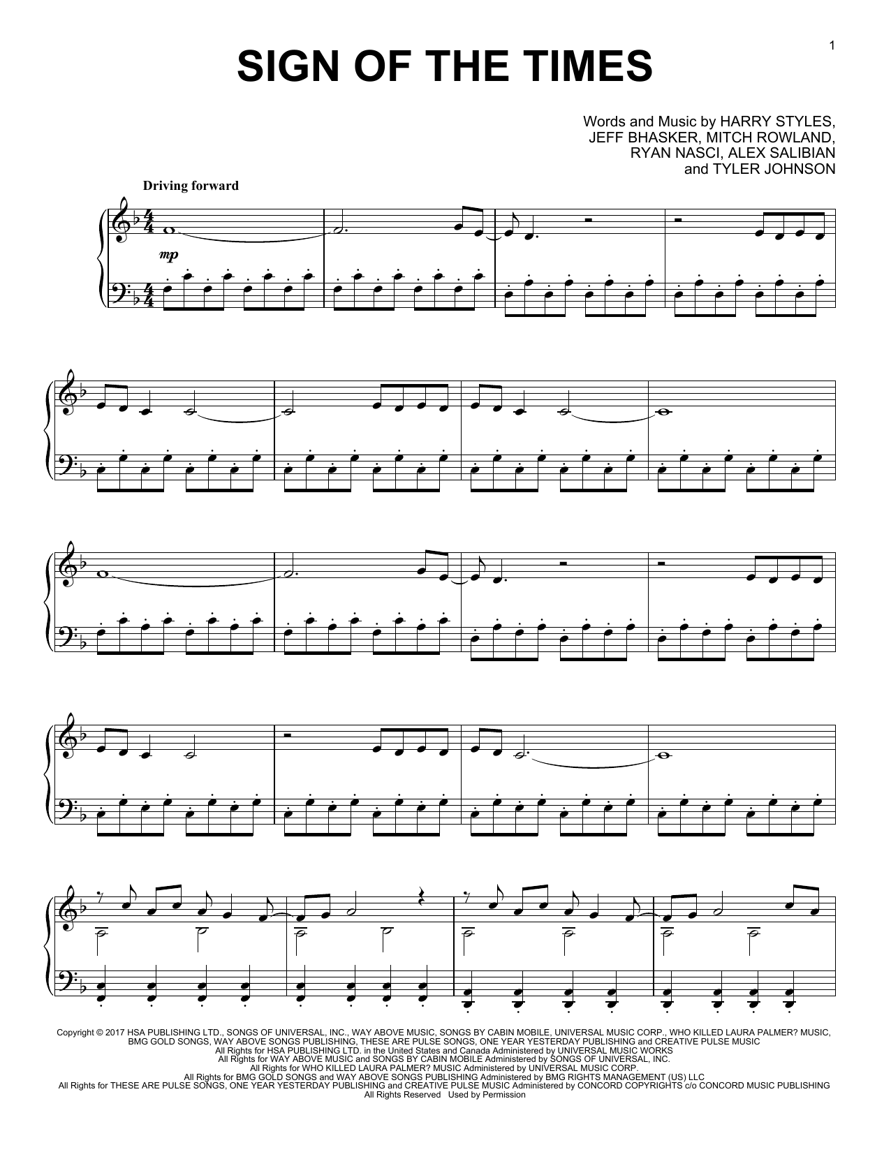 Steve Horner Sign Of The Times (from the Netflix series Bridgerton) Sheet Music Notes & Chords for Piano Solo - Download or Print PDF