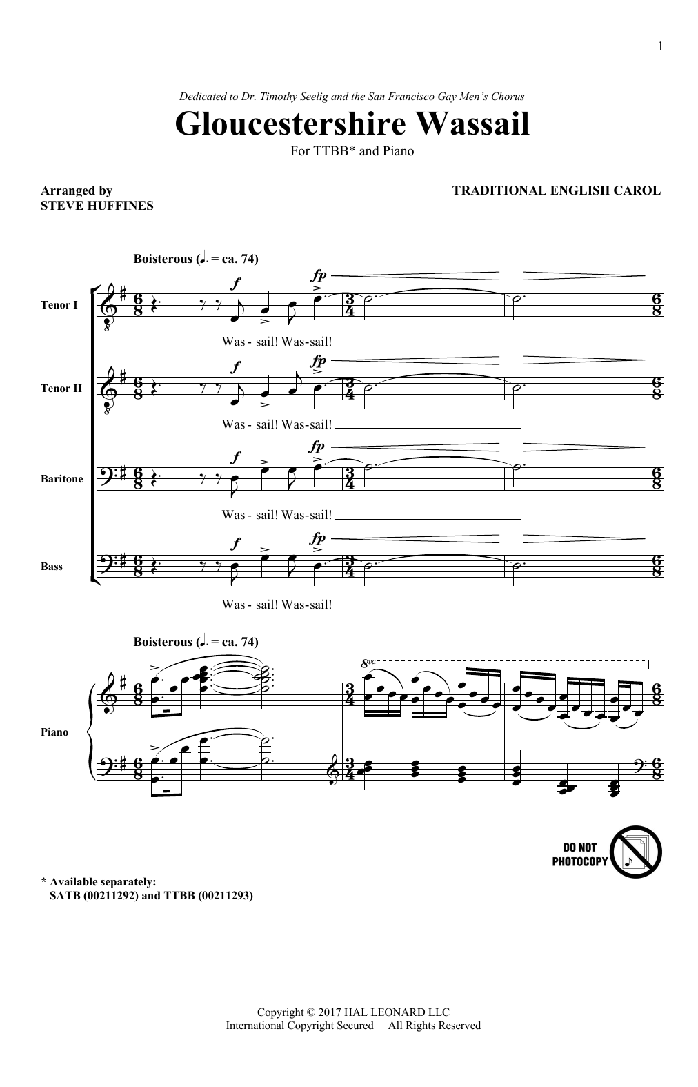 Steve Huffines Gloucestershire Wassail Sheet Music Notes & Chords for SATB - Download or Print PDF