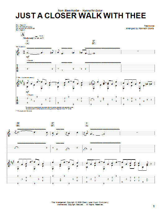 Steve Hunter Just A Closer Walk With Thee Sheet Music Notes & Chords for Guitar Tab - Download or Print PDF