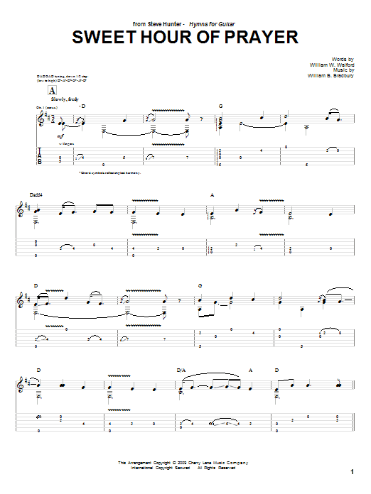 Steve Hunter Sweet Hour Of Prayer Sheet Music Notes & Chords for Guitar Tab - Download or Print PDF