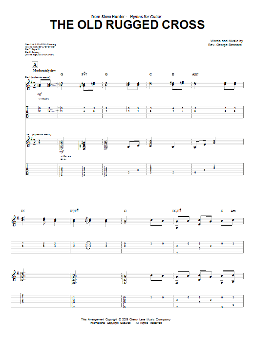 Steve Hunter The Old Rugged Cross Sheet Music Notes & Chords for Guitar Tab - Download or Print PDF