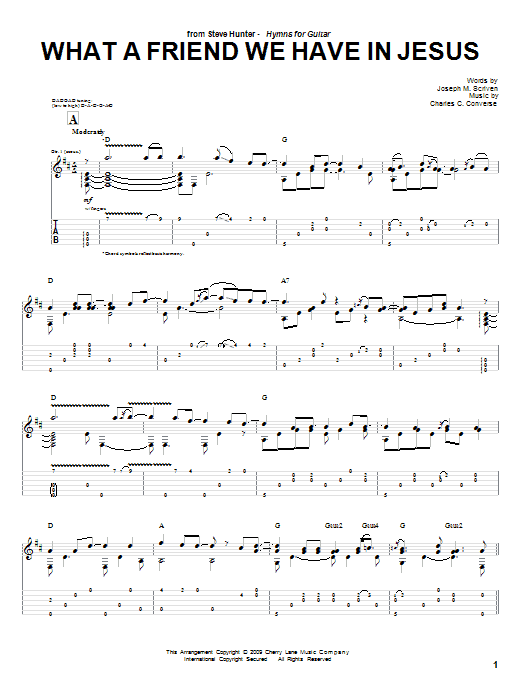 Steve Hunter What A Friend We Have In Jesus Sheet Music Notes & Chords for Guitar Tab - Download or Print PDF