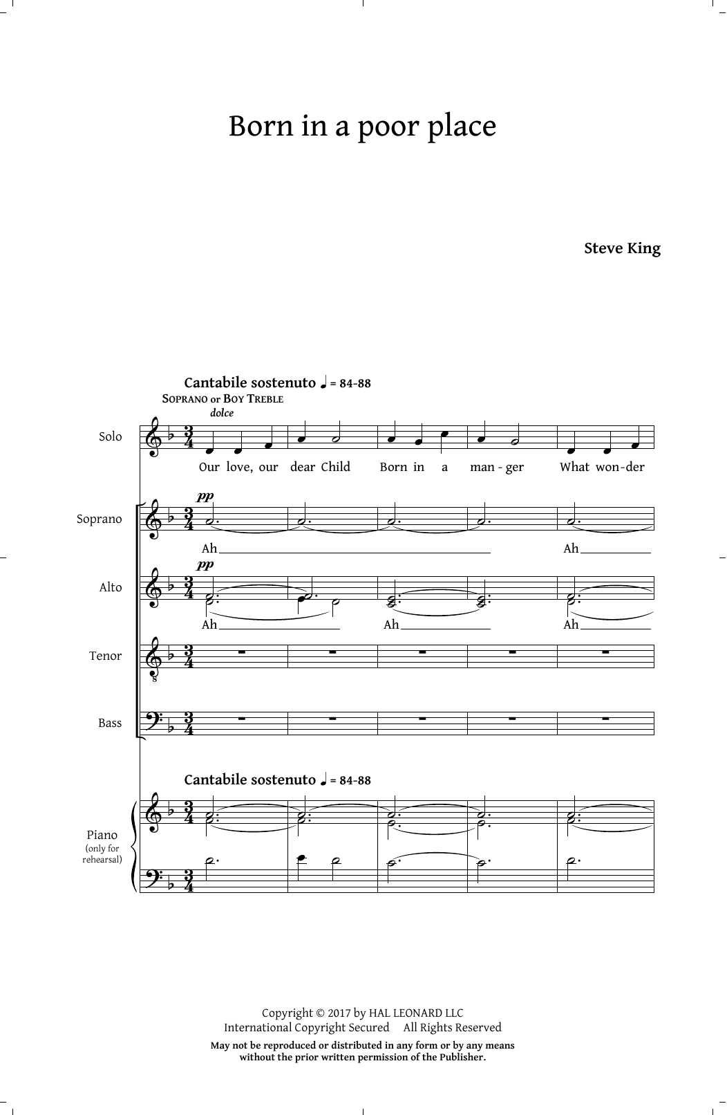 Steve King Born In A Poor Place Sheet Music Notes & Chords for SATB - Download or Print PDF