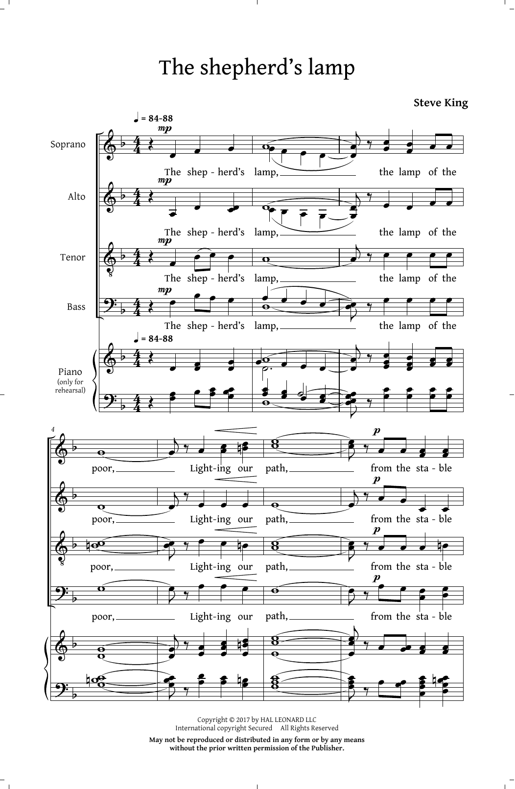 Steve King The Shepherd's Lamp Carol Sheet Music Notes & Chords for SATB - Download or Print PDF