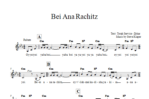 Steve Klaper Bei Ana Rachitz Sheet Music Notes & Chords for Melody Line, Lyrics & Chords - Download or Print PDF