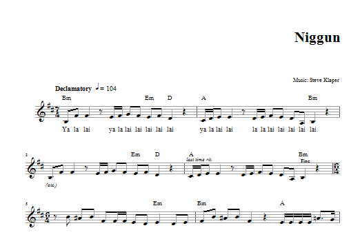 Steve Klaper Niggun Sheet Music Notes & Chords for Melody Line, Lyrics & Chords - Download or Print PDF