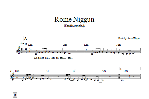 Steve Klaper Rome Niggun Sheet Music Notes & Chords for Melody Line, Lyrics & Chords - Download or Print PDF