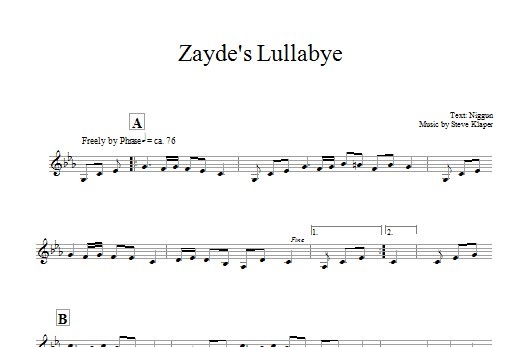 Steve Klaper Zayde's Lullabye Sheet Music Notes & Chords for Melody Line, Lyrics & Chords - Download or Print PDF