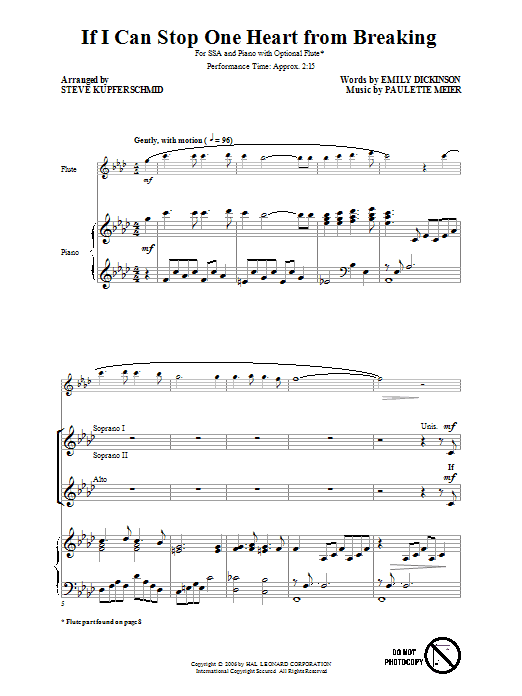 Paulette Meier If I Can Stop One Heart From Breaking (arr. Steve Kupferschmid) Sheet Music Notes & Chords for Choral - Download or Print PDF
