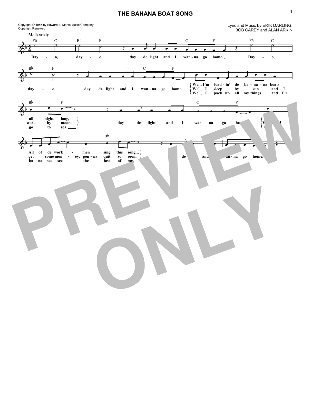 Steve Lawrence The Banana Boat Song Sheet Music Notes & Chords for Melody Line, Lyrics & Chords - Download or Print PDF Steve Lawrence The Banana Boat Song Sheet Music Notes & Chords for Melody Line, Lyrics & Chords - Download or Print PDF