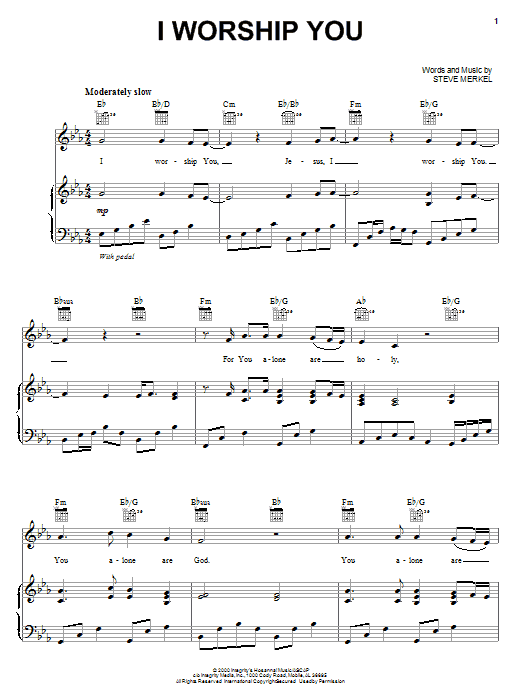 Steve Merkel I Worship You Sheet Music Notes & Chords for Piano, Vocal & Guitar (Right-Hand Melody) - Download or Print PDF
