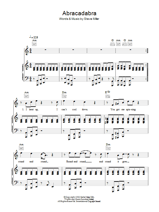 Steve Miller Band Abracadabra Sheet Music Notes & Chords for Piano, Vocal & Guitar - Download or Print PDF