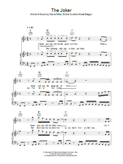 Steve Miller Band The Joker Sheet Music Notes & Chords for Easy Guitar Tab - Download or Print PDF