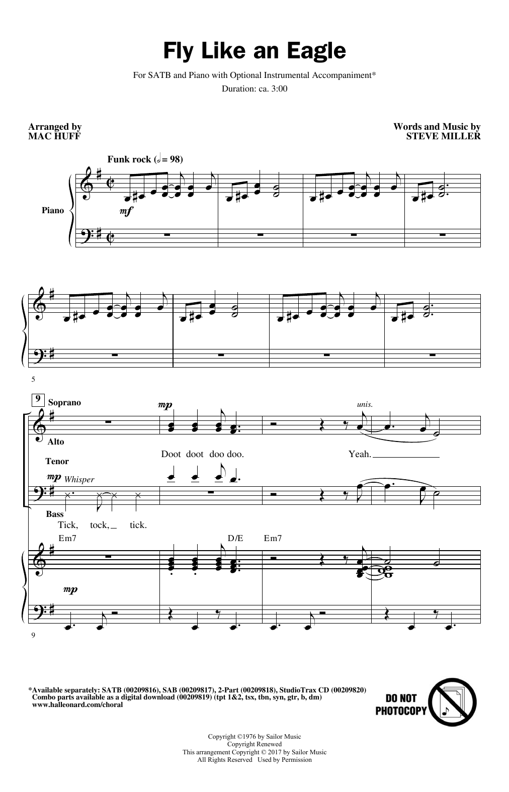 Mac Huff Fly Like An Eagle Sheet Music Notes & Chords for SATB - Download or Print PDF