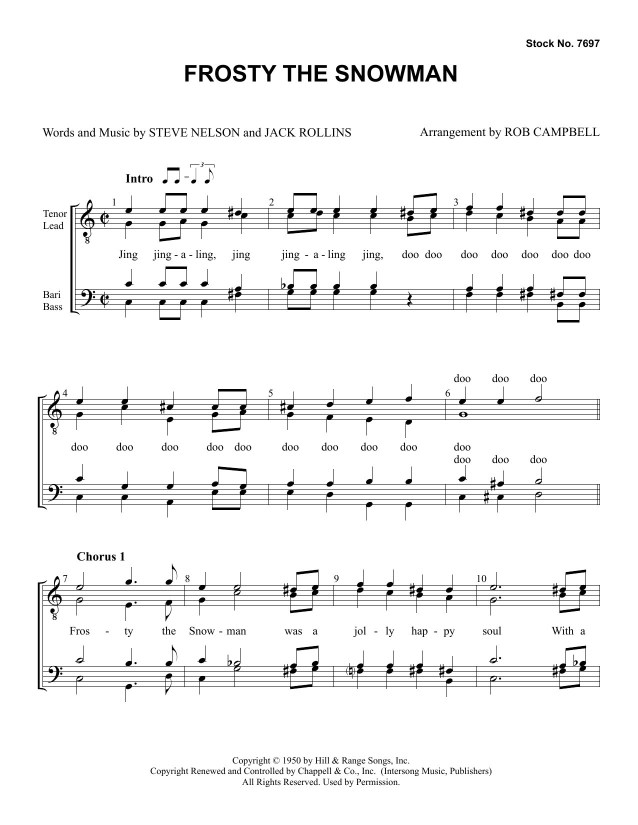 Steve Nelson & Jack Rollins Frosty The Snowman (arr. Rob Campbell) Sheet Music Notes & Chords for TTBB Choir - Download or Print PDF