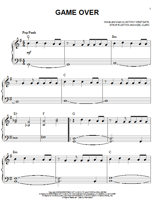 Steve Rushton Game Over Sheet Music Notes & Chords for Easy Piano - Download or Print PDF