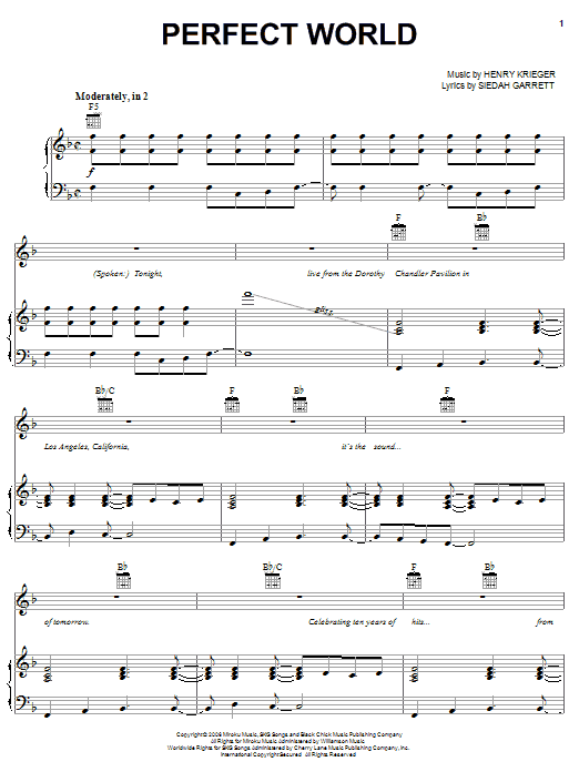 Steve Russell Perfect World Sheet Music Notes & Chords for Piano, Vocal & Guitar (Right-Hand Melody) - Download or Print PDF