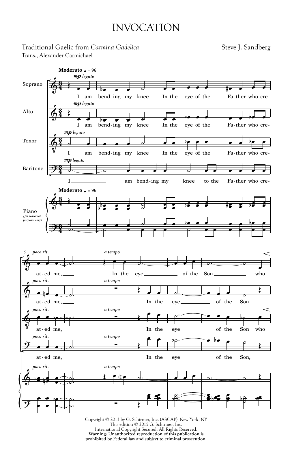 Steve Sandberg Invocation Sheet Music Notes & Chords for SATB - Download or Print PDF