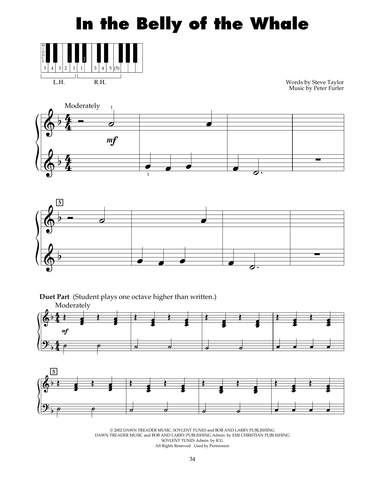 Steve Taylor In The Belly Of The Whale (from Jonah - A VeggieTales Movie) Sheet Music Notes & Chords for 5-Finger Piano - Download or Print PDF