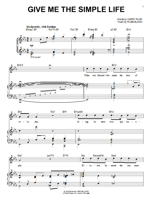 Steve Tyrell Give Me The Simple Life Sheet Music Notes & Chords for Piano & Vocal - Download or Print PDF