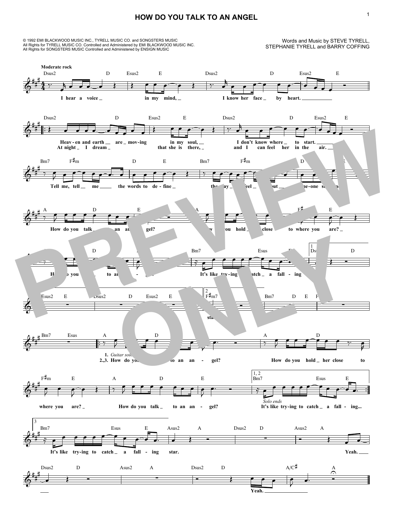Steve Tyrell How Do You Talk To An Angel Sheet Music Notes & Chords for Melody Line, Lyrics & Chords - Download or Print PDF