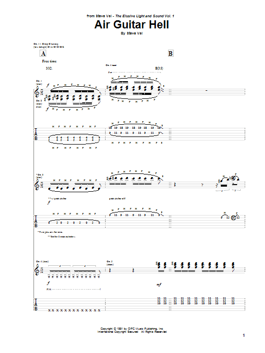 Steve Vai Air Guitar Hell Sheet Music Notes & Chords for Guitar Tab - Download or Print PDF