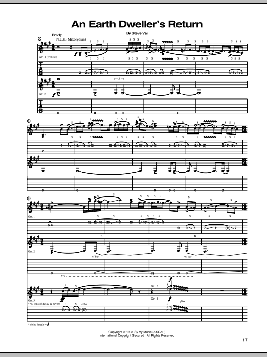 Steve Vai An Earth Dweller's Return Sheet Music Notes & Chords for Guitar Tab - Download or Print PDF