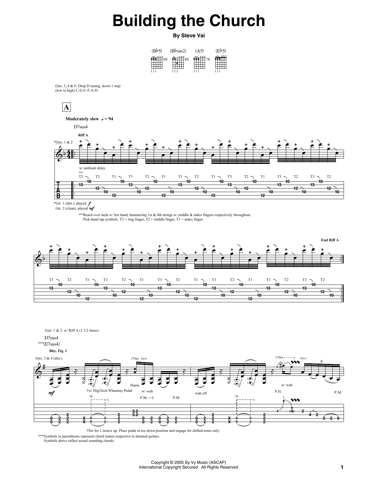 Steve Vai Building The Church Sheet Music Notes & Chords for Guitar Tab - Download or Print PDF