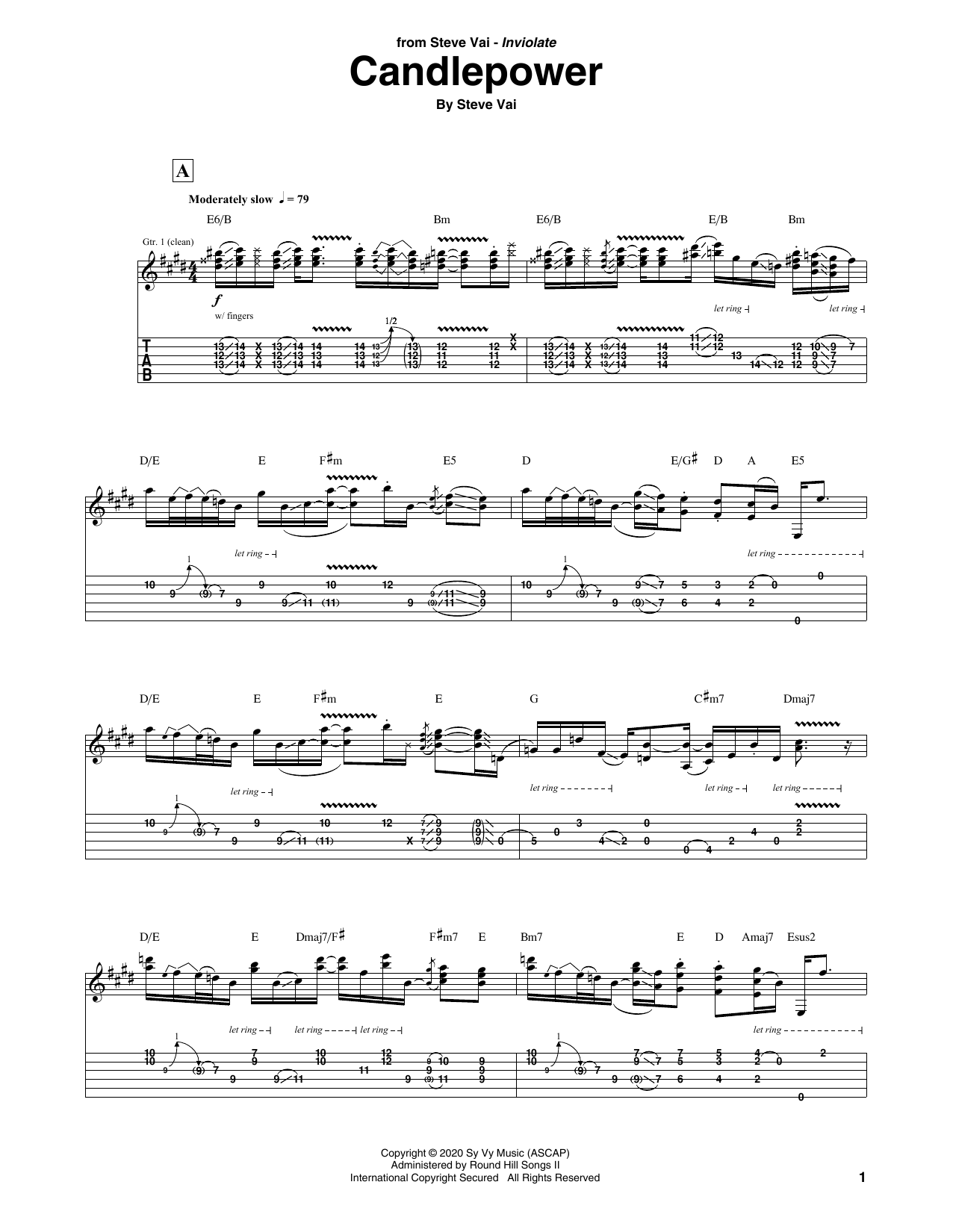 Steve Vai Candle Power Sheet Music Notes & Chords for Guitar Tab - Download or Print PDF