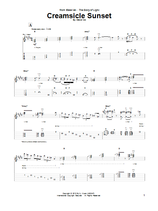 Steve Vai Creamsicle Sunset Sheet Music Notes & Chords for Guitar Tab - Download or Print PDF