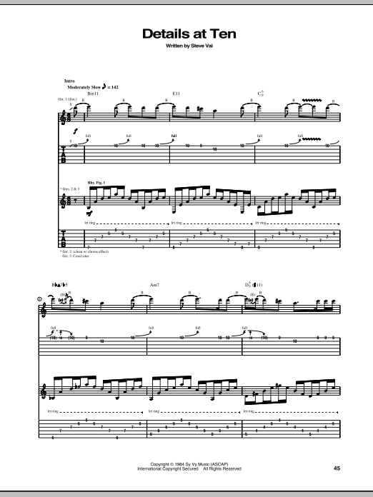 Steve Vai Details At Ten Sheet Music Notes & Chords for Guitar Tab - Download or Print PDF