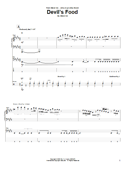 Steve Vai Devil's Food Sheet Music Notes & Chords for Guitar Tab - Download or Print PDF