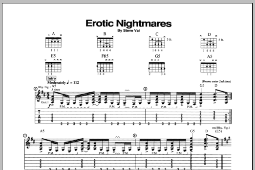 Steve Vai Erotic Nightmares Sheet Music Notes & Chords for Guitar Tab - Download or Print PDF