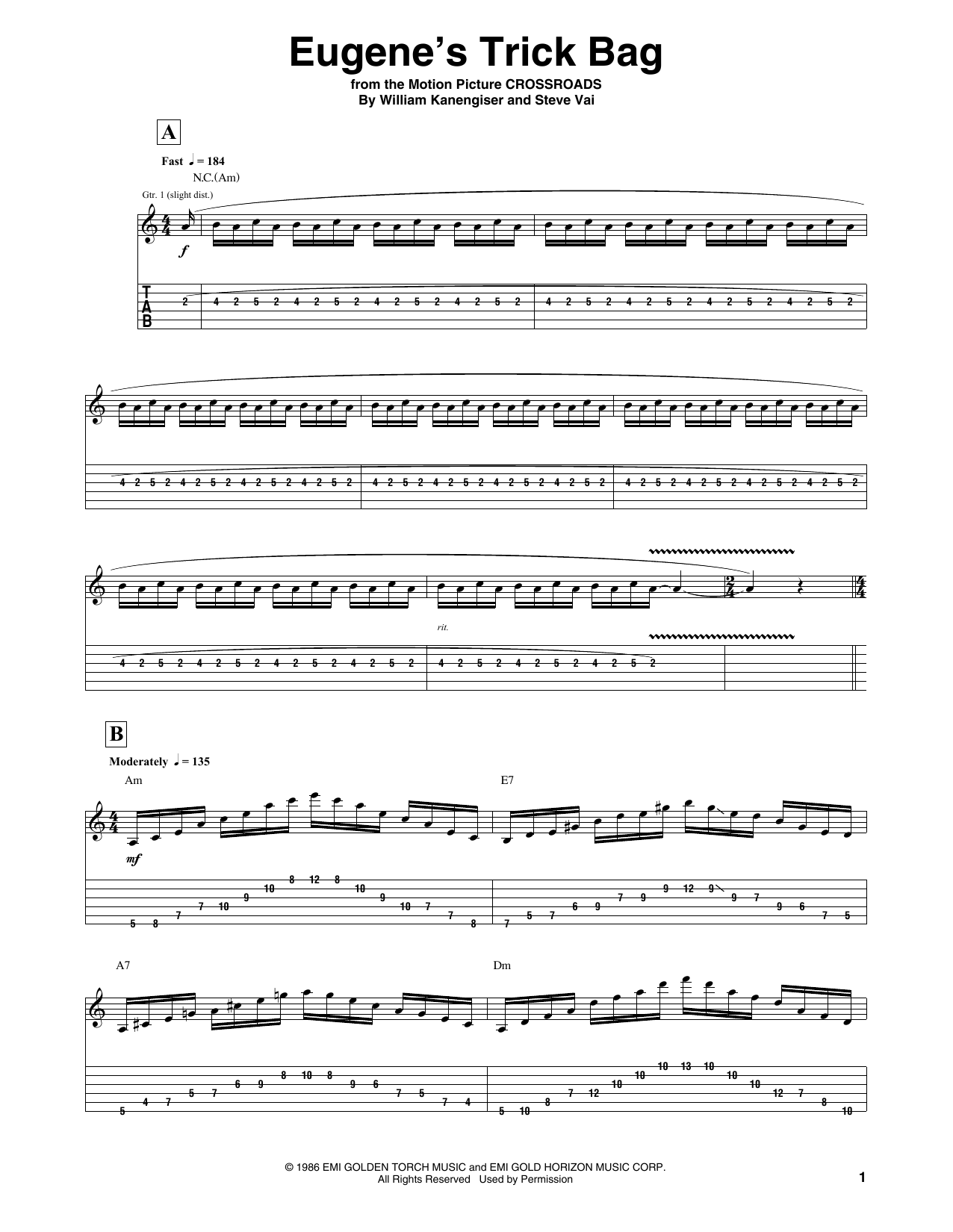 Steve Vai Eugene's Trick Bag Sheet Music Notes & Chords for Guitar Tab - Download or Print PDF