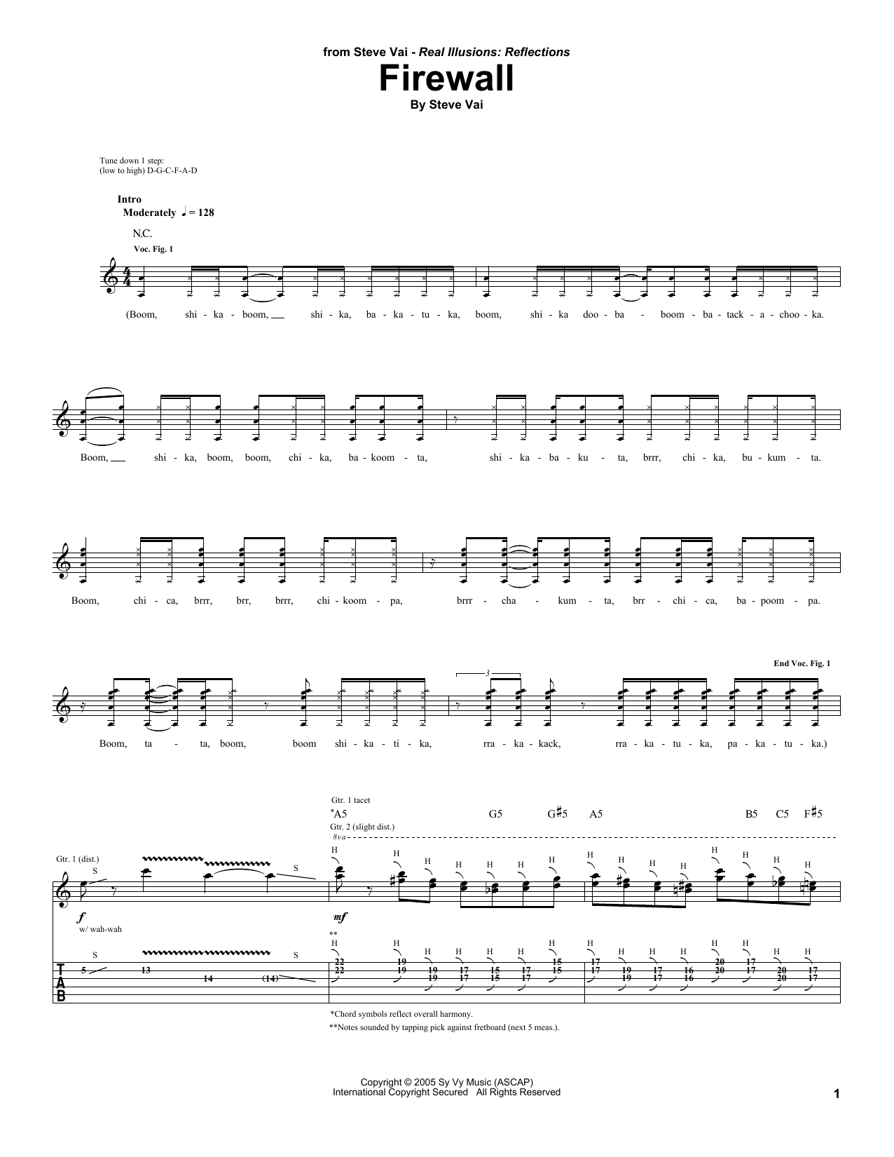 Steve Vai Firewall Sheet Music Notes & Chords for Guitar Tab - Download or Print PDF